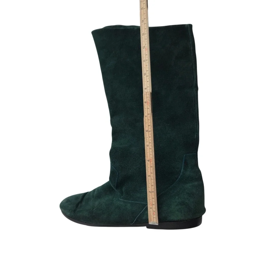 Jack Sprat Faux Suede Boots Women Slouch 8 Hunter Green Flat Pirate Ren Faire